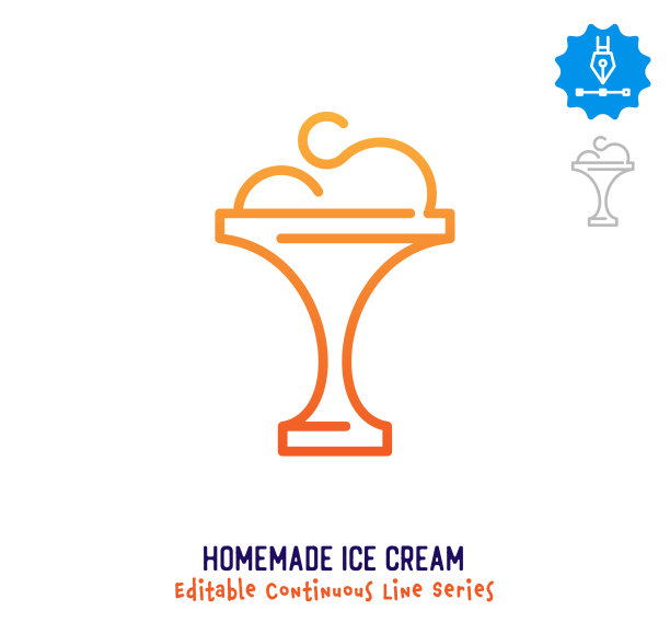 自制冰淇淋连续线可编辑的描边图标图片下载