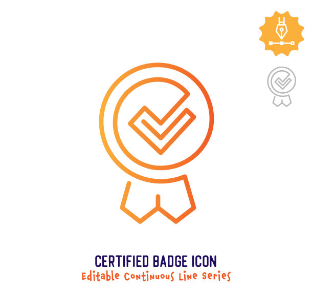 认证徽章连续线可编辑的笔画线图片下载