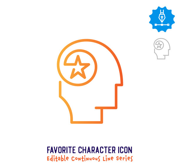 最喜欢的字符连续线可编辑的笔画线图片下载