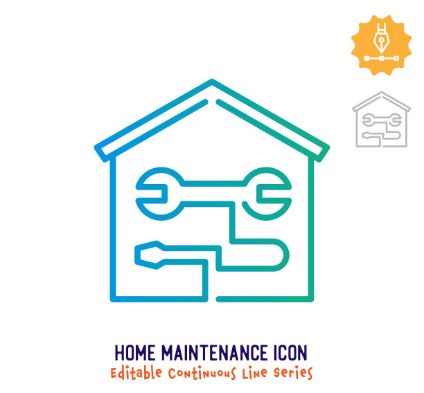 家居维修连续线可编辑笔画线图片下载