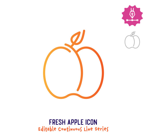 新鲜苹果连续线可编辑的笔画线图片下载