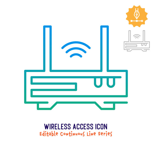 无线接入连续线可编辑笔画线图片下载
