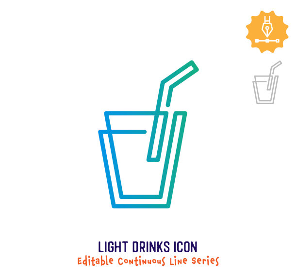 轻饮料连续线可编辑的笔画线图片下载