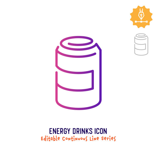 能量饮料连续线可编辑的笔画线图片下载