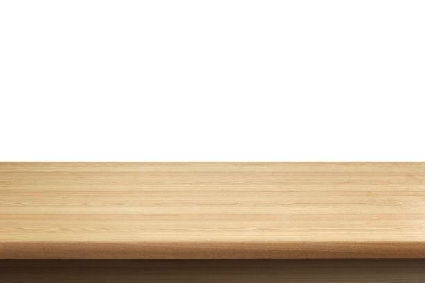 漂亮干净的木桌孤立在白色的背景上图片下载