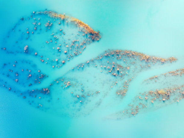 鸟瞰图。青绿色的水。秋天的自然风光。山、河、树。加拿大阿尔伯塔省班夫国家公园。照片作为背景和壁纸。图片下载