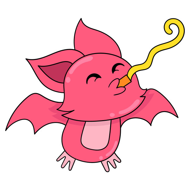 飞翔的红色蝙蝠庆祝新年派对涂鸦图片下载