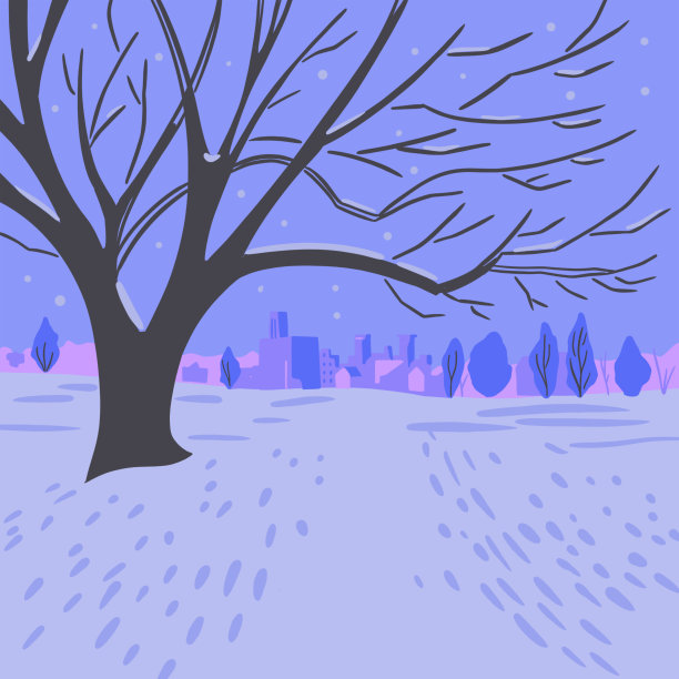 雪城公园冬天的树插图图片下载