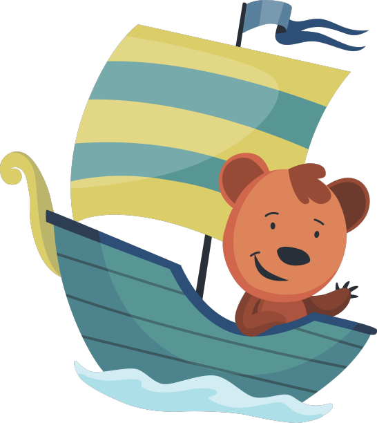 可爱的小熊动物在船上航行有趣图片下载