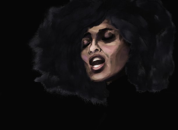 一个穿着高领连衣裙的黑皮肤歌手的肖像图片下载