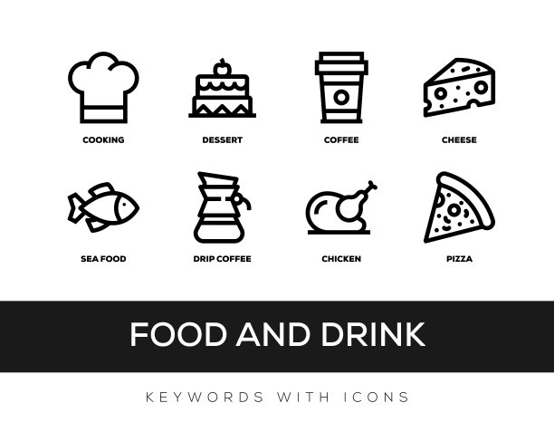 有图标的食物和饮料关键词图片下载
