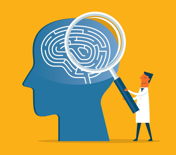 大脑-迷宫-放大镜图片下载