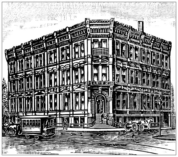 美国，俄亥俄州地标和公司的古董插图:春田，桅杆克罗韦尔和柯克帕特里克图片下载