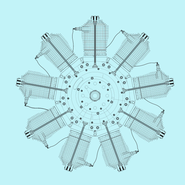 3 d演示。第一次世界大战时期的飞机旋转发动机图片下载