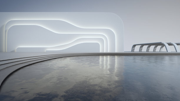 现代建筑抽象建筑设计。空停车场地面和混凝土结构。图片下载