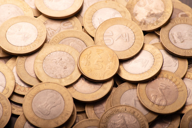 印度卢比硬币特写背景图片下载