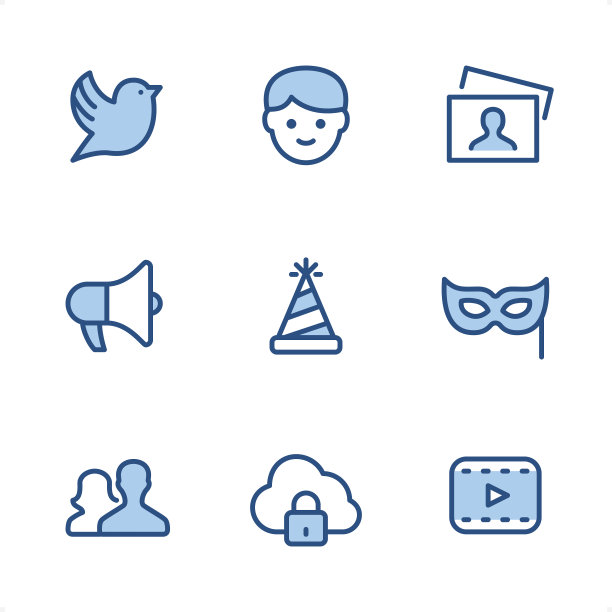 社交媒体-完美像素蓝色图标图片下载