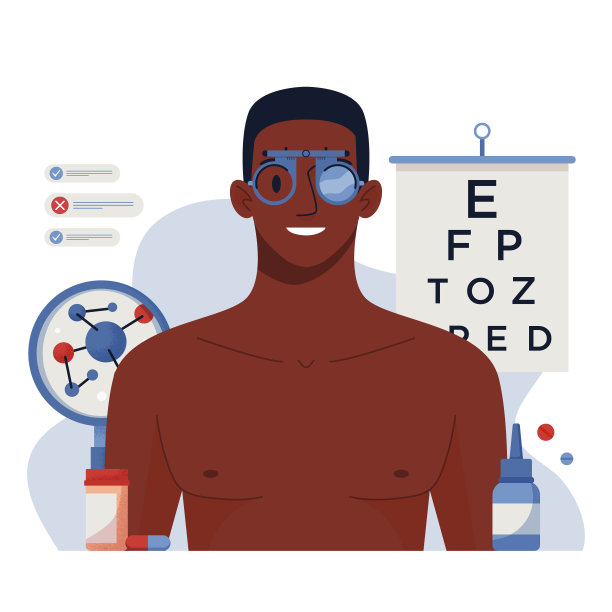眼睛测试程序和处方眼镜的概念。眼科医学概念用眼镜、验眼、滴眼液。眼科医生检查视力。横幅，着陆，传单图片下载