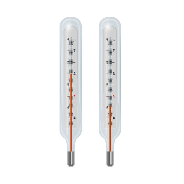 向量中的一组温度计。用矢量eps 10格式测量体温的温度计图片下载