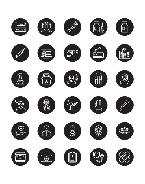 疫苗图标设置30孤立在白色背景上图片下载