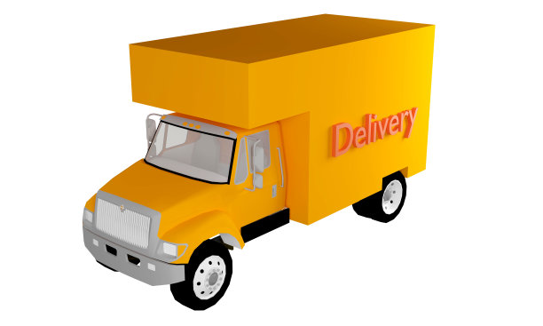 卡车送货孤立在白色背景，3D渲染图片下载