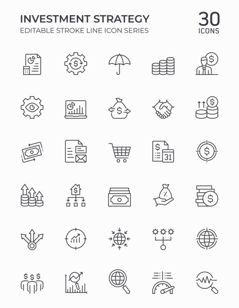 投资策略可编辑的笔画线图标图片下载
