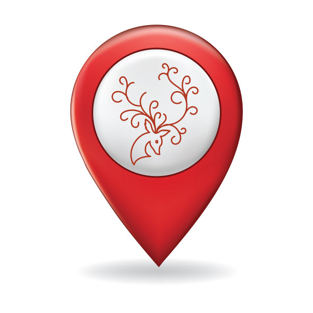 细线图标在地图指针针-圣诞节图片下载