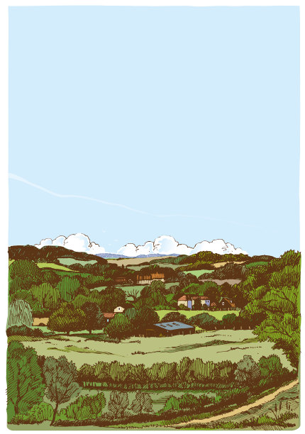 英国风景素描矢量插图图片下载