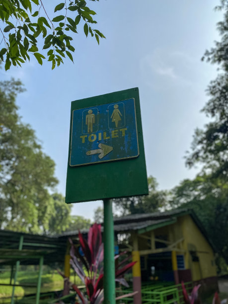 白天公园的厕所标志图片下载