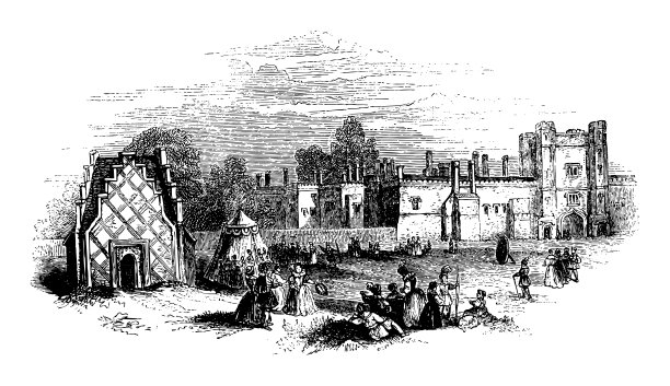 圣詹姆斯宫在伦敦-复古雕刻插图图片下载