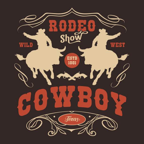 牛仔竞技秀复古贴纸五颜六色图片下载