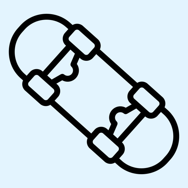 滑板线图标。带轮子的道路活动板。运动矢量设计概念，轮廓风格的象形文字在白色的使用和应用程序。图片下载