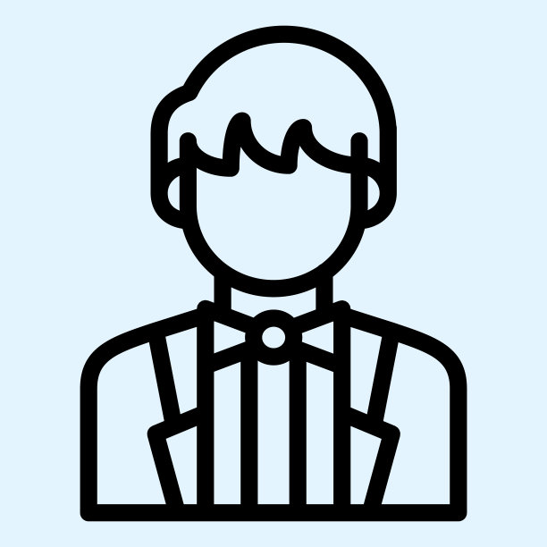 新郎线图标。穿着黑色夹克的新婚男子。婚礼资产矢量设计概念，白色上的轮廓风格象形图的使用和应用程序。图片下载