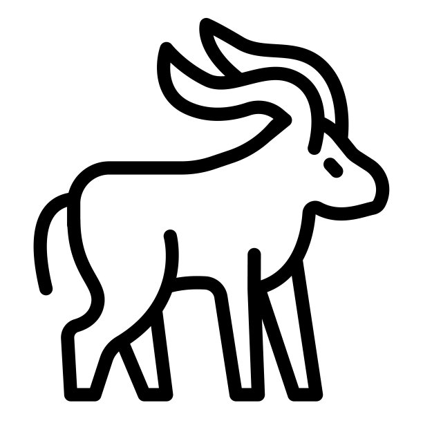 牦牛线图标，世界野生动物概念，白色背景上的山羊矢量标志，山羊轮廓风格的移动概念网页设计。矢量图形。图片下载