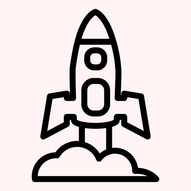 火箭发射线图标。宇宙飞船飞起来，离开地面。天文矢量设计概念，轮廓风格的象形文字在白色的使用和应用程序。图片下载