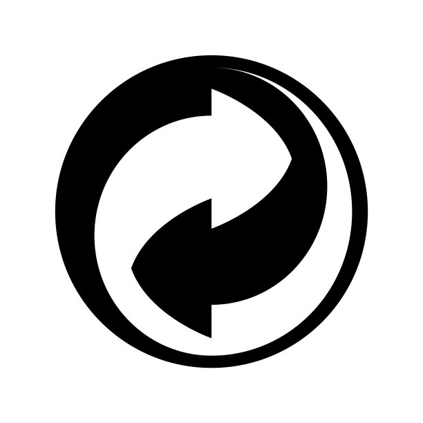 圆形矢量回收图标。黑白再利用标志图片下载