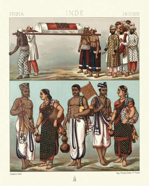 传统的印度葬礼和婆罗门的服装图片下载