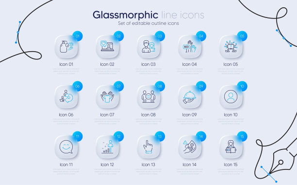 一组女人阅读，夫妇和代表工作线图标的web应用程序。象形图标。向量图片下载