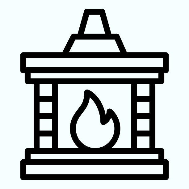 壁炉线图标。居家取暖点，冬季装修用火。圣诞矢量设计概念，轮廓风格的象形文字在白色的使用和应用程序。图片下载