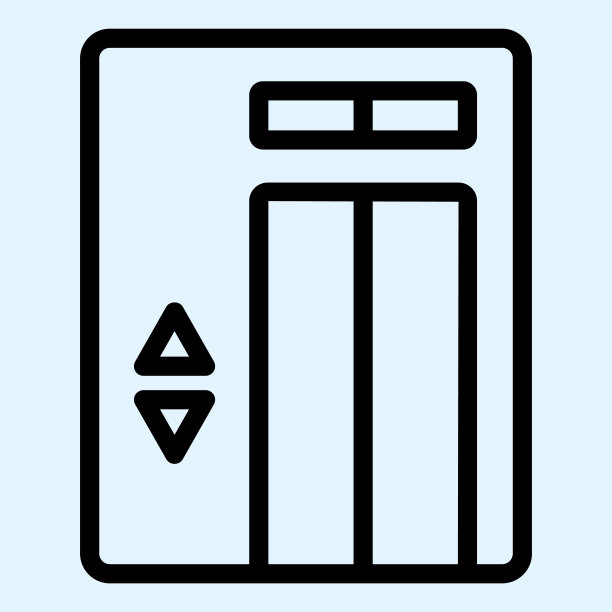 电梯线路图标。有上下箭头标志的乘客升降机。Horeca矢量设计概念，轮廓风格的象形文字在白色的使用和应用程序。图片下载