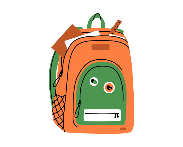 学校经典双肩包插画图片下载