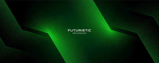 3D绿色科技抽象背景叠加层在暗空间上用发光线条造型效果装饰。现代平面设计元素未来风格的横幅，传单，卡片，或小册子封面的概念图片下载