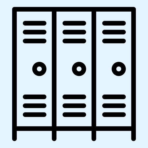 学校安全储物柜线图标。学校衣柜，健身房，体育场的储物柜或橱柜。运动矢量设计概念，轮廓风格的象形文字在白色的使用和应用程序。图片下载