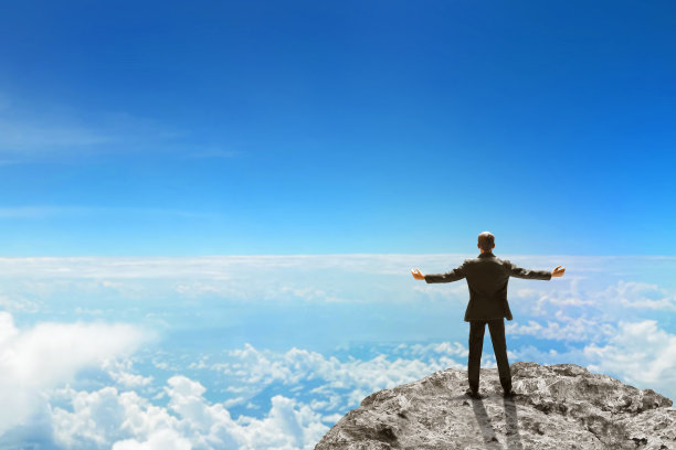 商人看山顶3d插图图片下载