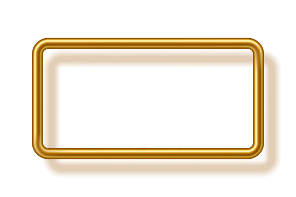 黄金矩形框架的图片与阴影在白色背景。图画、绘画、卡片或照片的空白空间。三维现实管模板矢量插图。简单的金色物体模型图片下载
