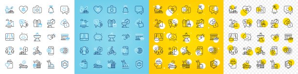 矢量图标集微笑聊天，爱的消息和天气电话线图标。用于web应用程序。矢量图片下载