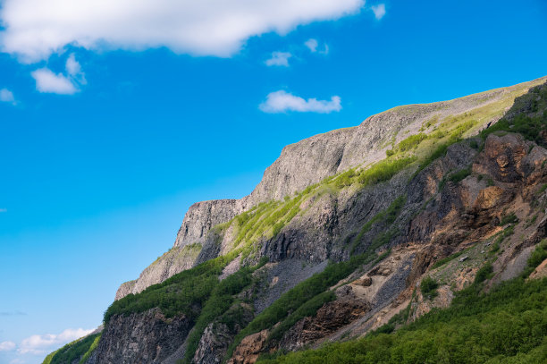 蓝天白云下的山景图片下载