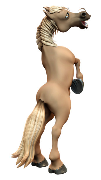3D渲染卡通马在白色图片下载