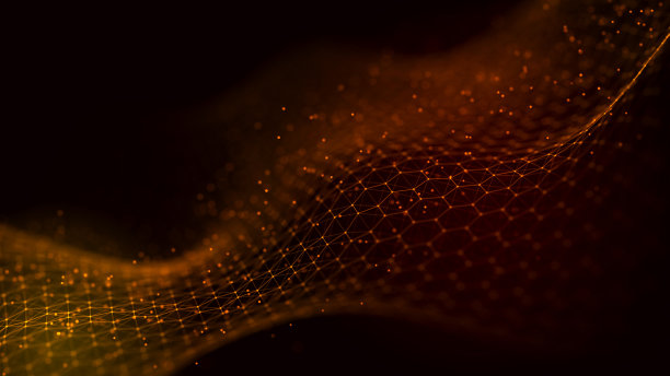 摘要数字数据背景。波与移动的点。悦耳的声音流。3 d渲染。图片下载