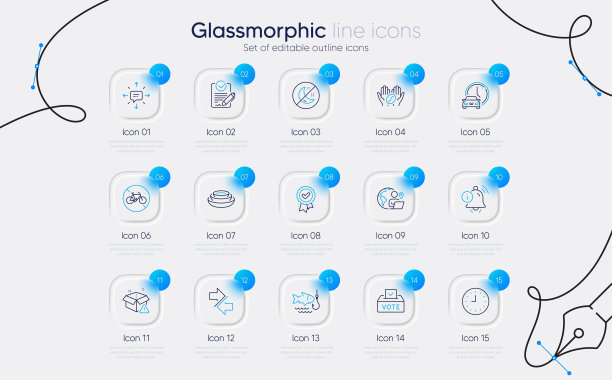 一组失眠，短信和菜肴线图标的web应用程序。象形文字图标。向量图片下载